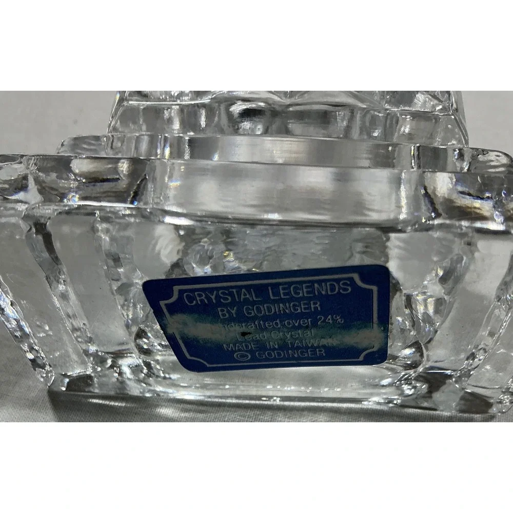 Godinger Crystal Legends Lead Crystal Grandfather Clock Quartz 8in